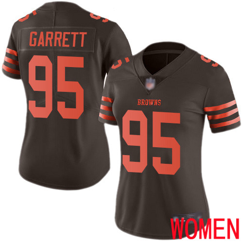 Cleveland Browns Myles Garrett Women Brown Limited Jersey #95 NFL Football Rush Vapor Untouchable